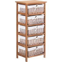 Product photograph of Homcom Wicker Basket Dresser 5 Drawer Storage Shelf Unit With Wooden Frame For Home Organisation Natural Finish Aosom Uk from Aosom UK