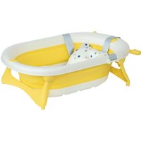 Product photograph of Homcom Foldable Baby Bath Ergonomic Portable Design With Cushion Temperature Indicator Non-slip Legs 0-3 Years Yellow Aosom Uk from Aosom UK