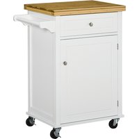 Product photograph of Homcom Kitchen Cart Storage Trolley Wooden Cabinet With Drawer Cupboard Towel Rail White Aosom Uk from Aosom UK