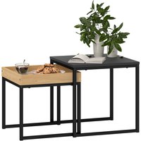 Product photograph of Homcom Set Of Two Boxy Nesting Tables - Black Wood-effect Aosom Uk from Aosom UK