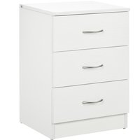 Product photograph of Homcom Three-drawer Simple Bedside Table - White Aosom Uk from Aosom UK