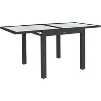Product photograph of Outsunny Extending Garden Table Outdoor Dining Table With Aluminium Frame And Tempered Glass Tabletop 80 160 X 80 X 75 Cm Black And Clear from Aosom UK
