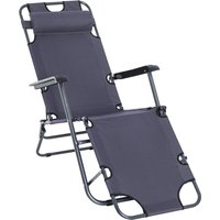 Product photograph of Outsunny 2 In 1 Sun Lounger Folding Reclining Chair Garden Outdoor Camping Adjustable Back With Pillow Grey Aosom Uk from Aosom UK