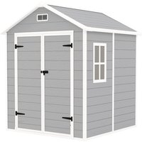 Product photograph of Outsunny 6 X 5ft Outdoor Shed With Lockable Doors Air Vents Floor Wood Effect Resin Tool Shed For Storage Light Grey Aosom Uk from Aosom UK