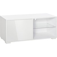 Product photograph of Homcom Modern Tv Stand Media Unit W High Gloss Door Cabinet 2 Shelves Living Room Office Home Furniture White from Aosom UK