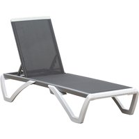 Product photograph of Outsunny Portable Outdoor Chaise Lounge With Adjustable Back Breathable Texteline Light Grey from Aosom UK
