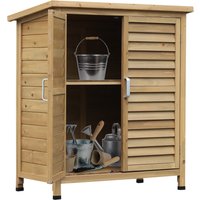 Product photograph of Outsunny Garden Cupboard Sturdy Outdoor Garage Organisation Cabinet With Sliding Doors For Patio Backyard Solid Fir Wood Aosom Uk from Aosom UK