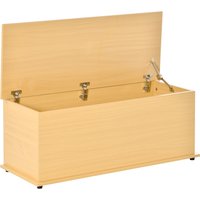 Product photograph of Homcom Wooden Storage Trunk Clothes Toy Chest Bench Seat Ottoman Bedding Blanket Container With Lid Burlywood Aosom Uk from Aosom UK