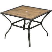 Product photograph of Outsunny Outdoor Dining Table With Parasol Hole Stone-grain Effect Pc Board For Patio Brown Aosom Uk from Aosom UK