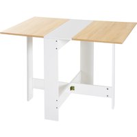 Product photograph of Homcom Particle Board Folding Wood Tables Drop Leaf Dining Table For Space Saving Writing Computer Desk Home Office Oak White Aosom Uk from Aosom UK