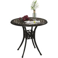 Product photograph of Outsunny 78 Cm Round Garden Dining Table With Parasol Hole Antique Cast Aluminium Outdoor Table Only Bronze Tone from Aosom UK