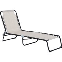 Product photograph of Outsunny Folding Chaise Lounge Chair Reclining Garden Sun Lounger With 4-position Adjustable Backrest For Patio Deck And Poolside Cream White from Aosom UK