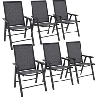 Product photograph of Outsunny Set Of 6 Folding Garden Chairs Metal Frame Garden Chairs Outdoor Patio Park Dining Seat With Breathable Mesh Seat Dark Grey from Aosom UK