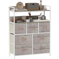Product photograph of Homcom Rustic Chest Of Seven Fabric Drawers - Natural Wood Finish from Aosom UK
