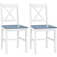 Product photograph of Homcom Dining Chairs Set Of 2 Pine Wood Kitchen Chairs With Cross Back Solid Structure For Living Room And Dining Room White from Aosom UK