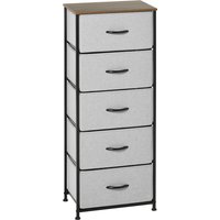 Product photograph of Homcom Bedroom Dresser With 5 Fabric Drawers Industrial Chest Of Drawers Steel Frame With Wooden Top For Nursery Grey Aosom Uk from Aosom UK