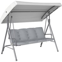 Product photograph of Outsunny 3 Seater Garden Swing Chair Patio Rocking Bench With Tilting Canopy Removable Cushion And Steel Frame Light Grey from Aosom UK