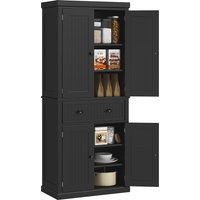 Product photograph of Homcom Traditional Kitchen Cupboard Freestanding Storage Cabinet With Drawer Doors And Adjustable Shelves Black Aosom Uk from Aosom UK