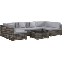 Product photograph of Outsunny 7 Pcs Pe Rattan Garden Furniture Set W Thick Padded Cushion Patio Corner Sofa Sets W Glass Coffee Table Pillows Mixed Grey from Aosom UK