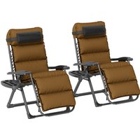 Product photograph of Outsunny Set Of Two Reclining Sun Loungers With Cushion - Brown from Aosom UK