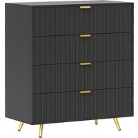 Product photograph of Homcom Bedroom Chest Of Drawers With 4 Drawers Fluted Dresser With Gold Tone Handles Storage Cabinet For Bedroom Living Room Hallway Entryway Black from Aosom UK