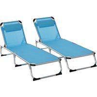 Product photograph of Outsunny Foldable Sun Lounger With Pillow 5-level Adjustable Reclining Lounge Chair Aluminium Frame Blue Aosom Uk from Aosom UK