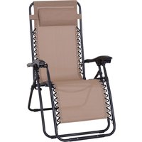 Product photograph of Outsunny Zero Gravity Chair Metal Frame Armchair Outdoor Folding Reclining Sun Lounger W Head Pillow For Patio Gardens Camping Beige Aosom Uk from Aosom UK