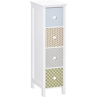 Product photograph of Homcom Bedroom Chest Of Drawers 4-drawer Dresser Storage Organizer Toilet Tissue Cabinet White Aosom Uk from Aosom UK