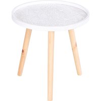 Product photograph of Homcom Elegant Flower Etched Side Table With Saucer Top Wood Legs For Living Room Bedroom Coffee End Table White Aosom Uk from Aosom UK