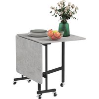 Product photograph of Homcom Drop Leaf Dining Table Folding Kitchen Table With Metal Frame Rolling Kitchen Dining Table For Small Spaces Grey Aosom Uk from Aosom UK