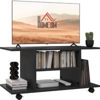 Product photograph of Homcom Modern Tv Stand With Storage Shelves Sleek Design For Living Rooms Space-saving Black Aosom Uk from Aosom UK