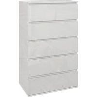 Product photograph of Homcom High-gloss Chest 5-drawer Modern Storage Cabinet In Sleek White For Bedrooms Aosom Uk from Aosom UK