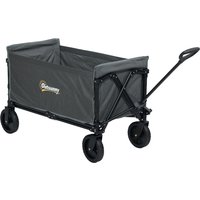 Product photograph of Outsunny 120l Folding Garden Trolley Cart Outdoor Collapsible Wagon With Wheels And Adjustable Handle For Beach Camping Festival Grey from Aosom UK