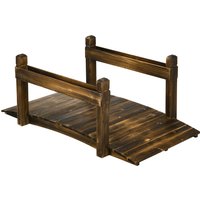 Product photograph of Outsunny 5ft Wooden Garden Bridge With Planters On Safety Railings Stained Finish Arc Footbridge For Pond Backyard Stream from Aosom UK