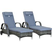 Product photograph of Outsunny 2pc Rattan Sun Lounger Recliner Bed Reclining Chair Patio Garden Wicker Weave Headrest W Fire Retardant Cushion Grey Aosom Uk from Aosom UK