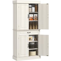 Product photograph of Homcom Kitchen Cupboard With 4 Doors Freestanding Storage Cabinet With Wide Drawer And Shelves For Living Room 180cm White Wood Grain from Aosom UK