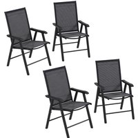 Product photograph of Outsunny Set Of 4 Folding Garden Chairs Metal Frame Garden Chairs Outdoor Patio Park Dining Seat With Breathable Mesh Seat Dark Grey from Aosom UK