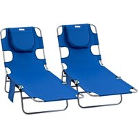 Product photograph of Outsunny Foldable Sun Lounger Set 2 Pieces With Reading Hole Portable Reclining Chairs With 5 Level Adjustable Backrest Poolside Aosom Uk from Aosom UK