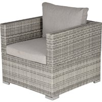 Product photograph of Outsunny Outdoor Patio Furniture Single Rattan Sofa Chair Padded Cushion All Weather For Garden Poolside Balcony Grey from Aosom UK