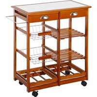 Product photograph of Homcom Wooden Kitchen Trolley Cart Drawers 3 Shelves from Aosom UK