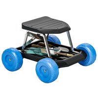 Product photograph of Outsunny Garden Cart With Wheels Garden Stool Trolley With Tool Tray Rolling Garden Seat For Weeding Planting Blue from Aosom UK