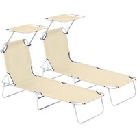 Product photograph of Outsunny 2 Foldable Outdoor Recliner Sun Loungers With Canopy Adjustable Backrest For Patio Comfort Aosom Uk from Aosom UK