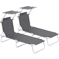 Product photograph of Outsunny Canopy Lounger Foldable Sun Bed With Adjustable Mesh Backrest Shade Patio Recliner Grey Aosom Uk from Aosom UK