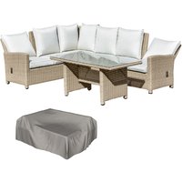Product photograph of Outsunny 6-seater Reclining Pe Rattan Garden Dining Set Patio Furniture W Sofa Chairs Glass Table Cushions Adjustable Feet Aosom Uk from Aosom UK