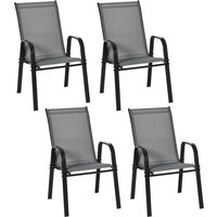 Product photograph of Outsunny Set Of 4 Garden Dining Chair Set Stackable Outdoor Patio Furniture Set With Backrest And Armrest Dark Grey Aosom Uk from Aosom UK