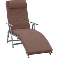 Product photograph of Outsunny Garden Sun Lounger Foldable Reclining Chair With Pillow And Adjustable Back Texteline Fabric Brown Aosom Uk from Aosom UK