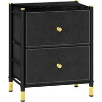 Product photograph of Homcom Bedside Table Pu Leather Side Table With 2 Drawers Bedside Cabinet With Steel Legs For Bedroom Living Room Black Aosom Uk from Aosom UK