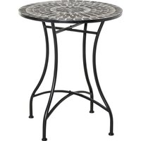Product photograph of Outsunny Mosaic Side Table 60cm Round Bistro Coffee Table Plant Stand For Indoor Outdoor Garden Patio Balcony Grey Aosom Uk from Aosom UK
