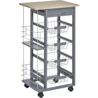 Product photograph of Homcom Kitchen Trolley Multi-use Kitchen Island W 4 Baskets 2 Side Racks 4 Wheels Food Storage Smooth Rolling Compact Furniture Dark Grey Aosom Uk from Aosom UK