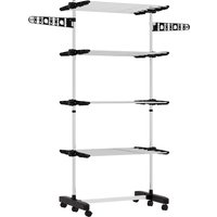 Product photograph of Homcom Four-shelf Collapsing Clothes Horse With Side Arms And Wheels - Black from Aosom UK